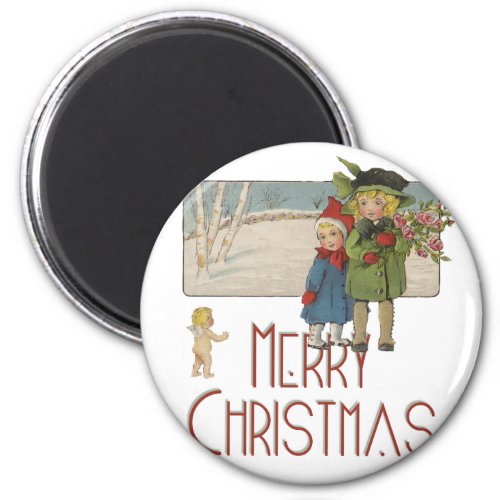 Christmas Antique Children Illustration 1920  Magnet