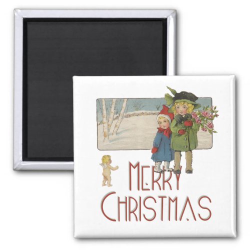 Christmas Antique Children Illustration 1920  Magnet