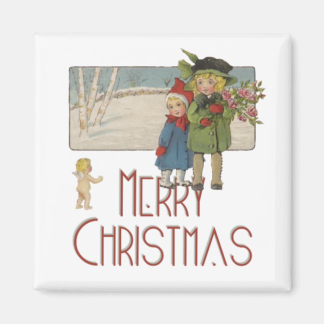 Christmas Antique Children Illustration 1920  Magnet (Front)