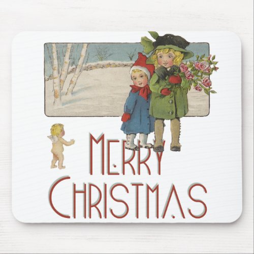 Christmas Antique Children Illustration 1920  Mouse Pad