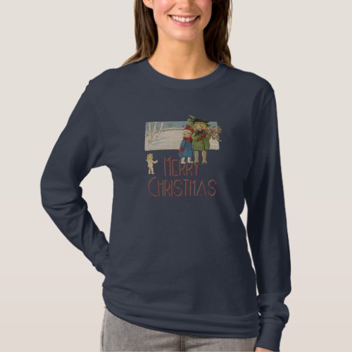 Christmas Antique Children Illustration 1920  T_Shirt