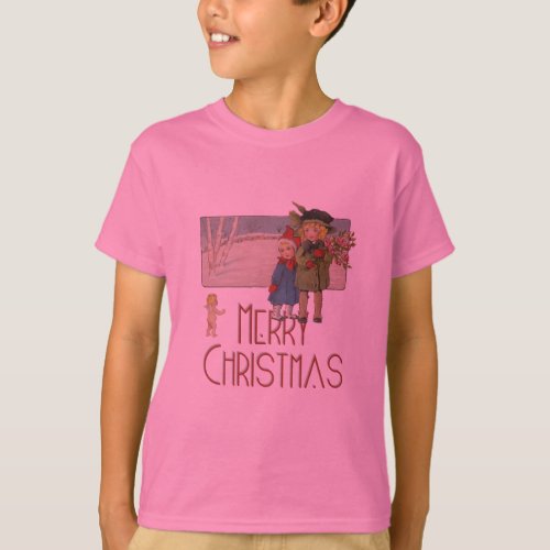 Christmas Antique Children Illustration 1920  T_Shirt