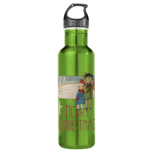 Christmas Antique Children Illustration 1920  Water Bottle