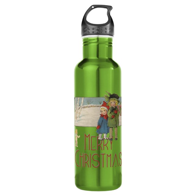 Christmas Antique Children Illustration 1920  Water Bottle (Front)