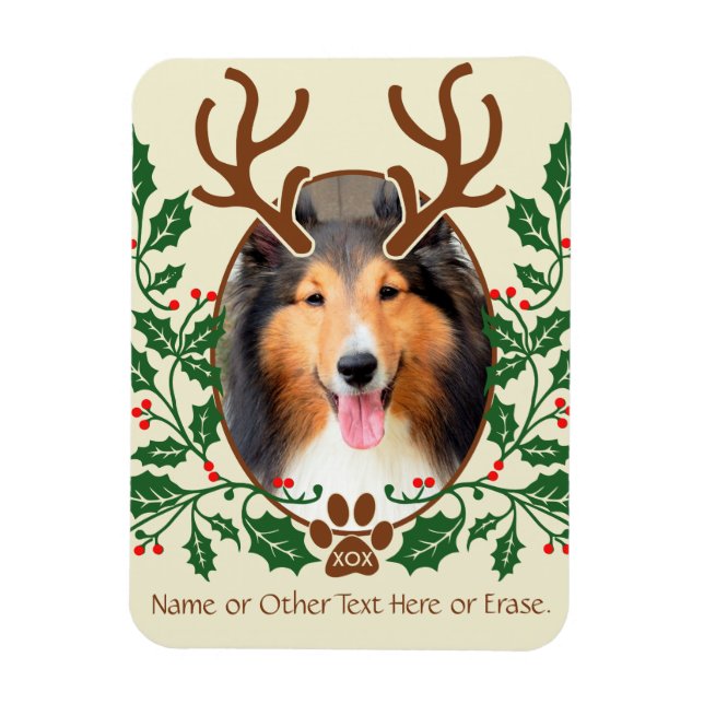 Christmas Antlers For Dog / Cat Personalize Photo Magnet (Vertical)
