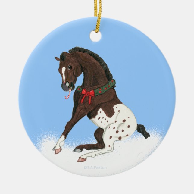 Christmas Appaloosa Colt Ceramic Ornament (Front)