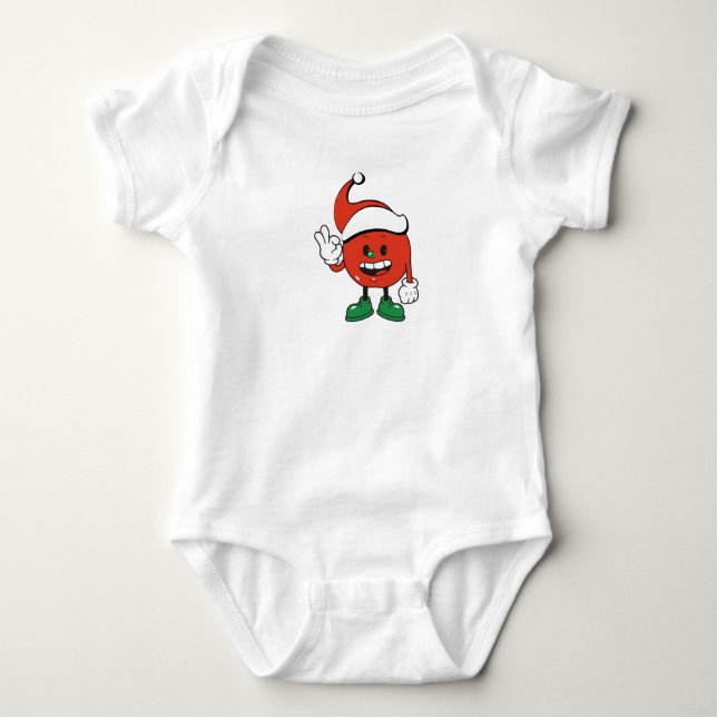 Christmas Apple - A Sweet and Festive Holiday Desi Baby Bodysuit (Front)