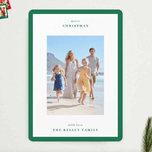 Christmas Apple Green Modern Simple Photo Frame Holiday Card (Creator Uploaded)