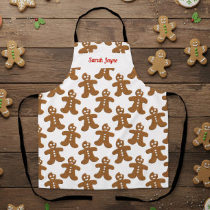Christmas Apron Cute Gingerbread Cookie Pattern