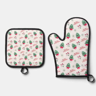 Christmas Apron Oven Mitt & Pot Holder Set