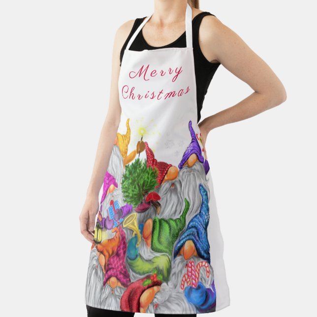 Christmas Apron with Happy Gnomes Party (Insitu)