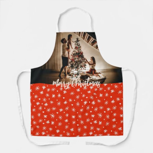 Christmas Apron with photo and snowflakes