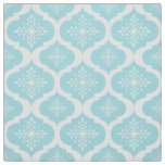 Christmas Aqua Blue Snowflakes Lattice Pattern Fabric