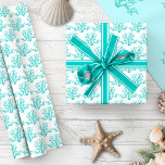 Christmas Aqua Blue White Beach Coral Pattern Wrapping Paper<br><div class="desc">This aqua blue and white Christmas beach wrapping paper features a cute coastal pattern of glitter coral pieces.
*If you would like this design on more products or need design help,  please contact me through Zazzle Chat.</div>