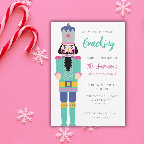 CHRISTMAS AQUA NUTCRACKER PARTY HOLIDAY INVITATION