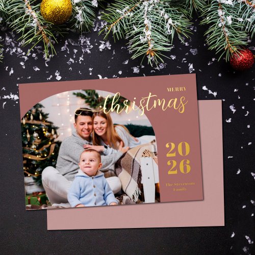 Christmas arch 1 photo modern minimalist  foil holiday card