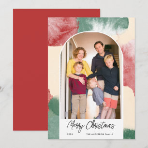 Christmas Arch Photo Abstract Watercolor Holiday Card