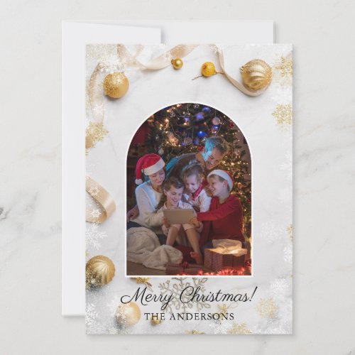 Christmas Arch Photo With Cozy Scene In Background Holiday Card