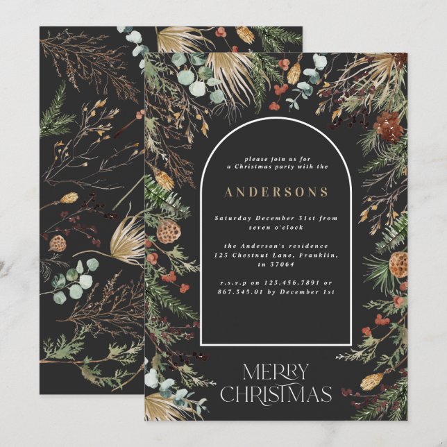 Christmas arch watercolor botanical Christmas Holiday Card (Front/Back)