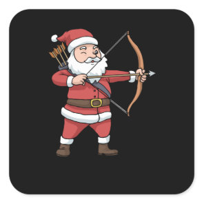 Christmas Archery Arrow Bow Hunting Santa Clause Square Sticker