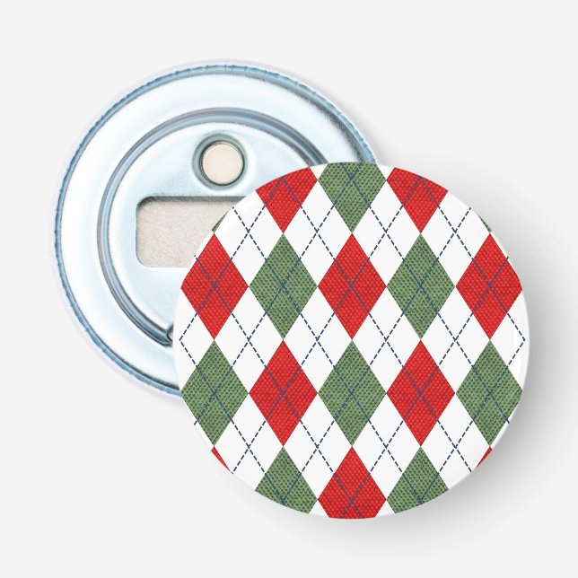 Christmas Argyle Bottle Opener (Front)