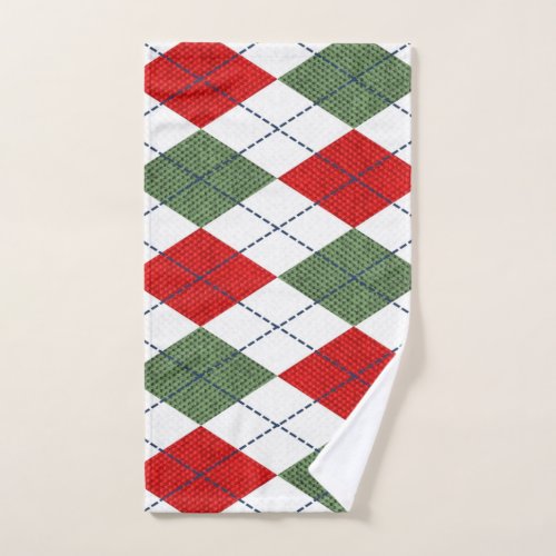 Christmas Argyle in holiday colors  Hand Towel