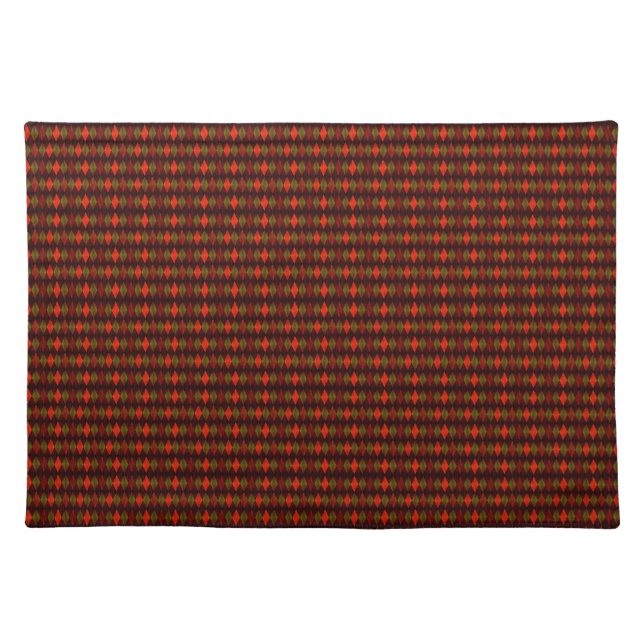 Christmas Argyle in Red and Olive Green Cloth Placemat (Front)