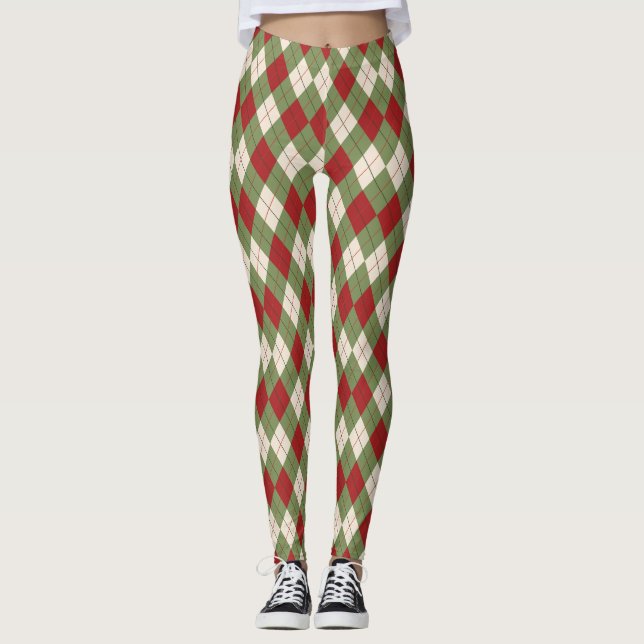 Christmas Argyle Leggings (Front)