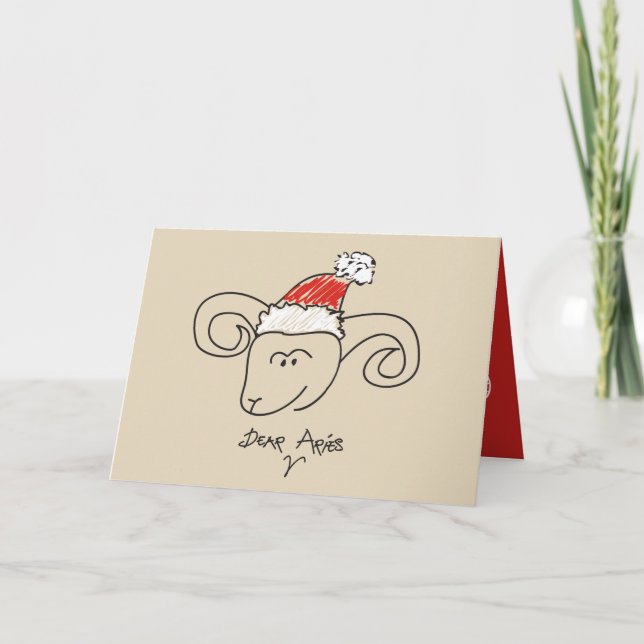 Christmas Aries Funny Astrology Horoscope Red Cool Holiday Card (Front)