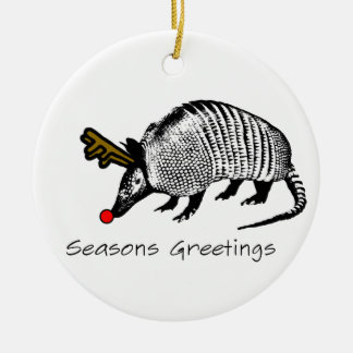 Christmas Armadillo Ceramic Ornament