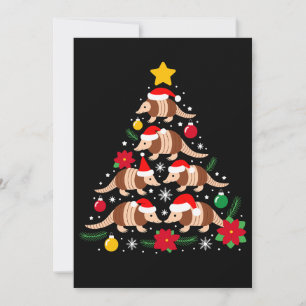 Christmas Armadillo Tree Santa Hat Ornaments Xmas Invitation