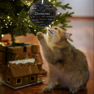 Christmas Around the World In Black Circle Glass Ornament