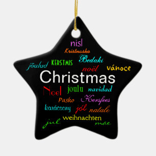 Christmas Around the World In Black II Ceramic Ornament