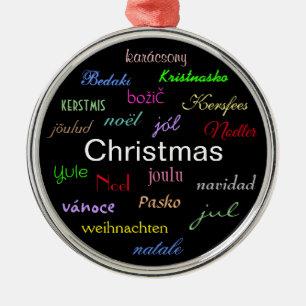 Christmas Around the World In Black IV Metal Ornam Metal Ornament