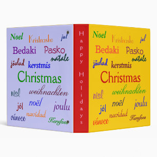 Christmas Around The World In Gold And Blue V 3 Ring Binder