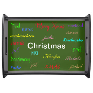 Christmas Around the World Modern Green Serving Tray