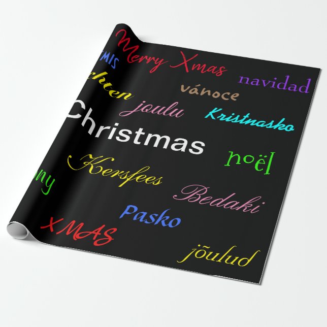 Christmas Around the World Modern Wrapping Paper (Unrolled)