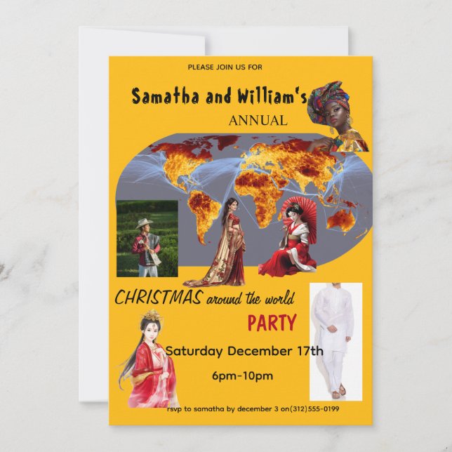 Christmas Around The World Party Invitation (Front)