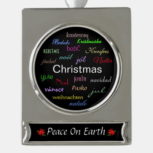 Christmas Around the World Peace on Earth I Silver Plated Banner Ornament