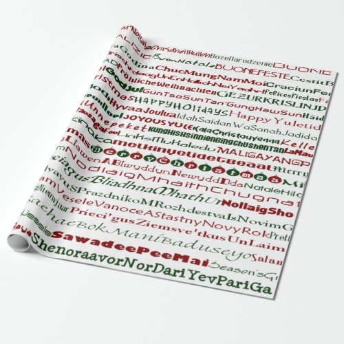 Christmas Around The World TextDsgn Wrapping Paper