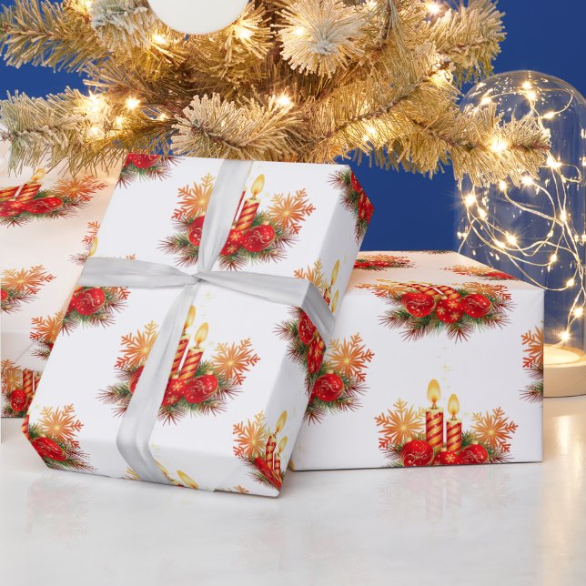 Christmas arrangement With Candles  Wrapping Paper (Holidays)