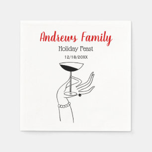Christmas Art Deco Lady’s Holding Champagne Glass Paper Napkins