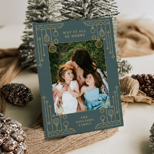 Christmas Art Deco Line Art Photo Holiday Card