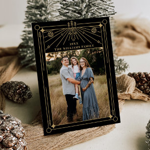 Christmas Art Deco Line Art Photo Holiday Card