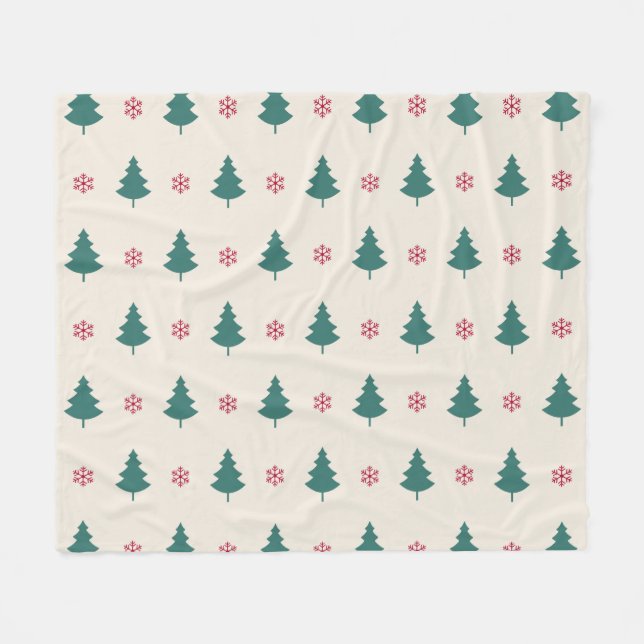 Christmas Art Pattern One Little Christmas Tree Fleece Blanket (Front (Horizontal))