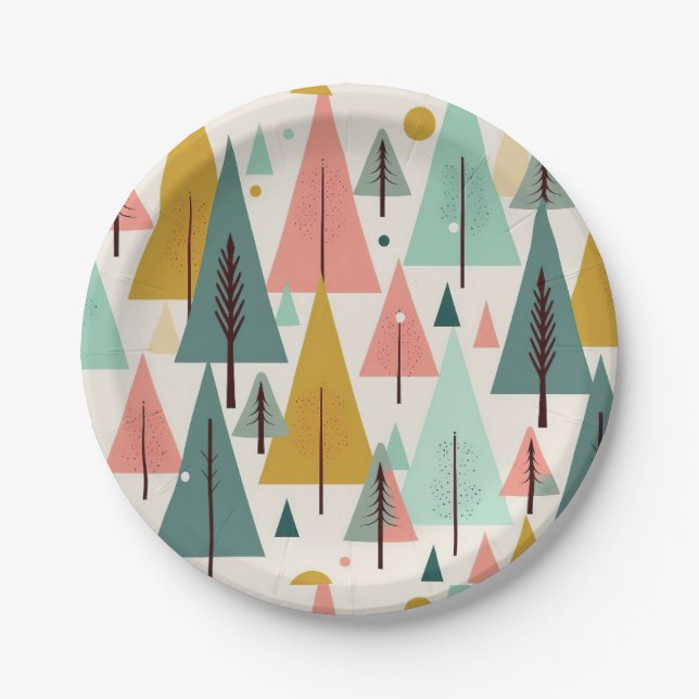 Christmas Art Plant Art One Little Christmas Tree  Paper Plates (Front)