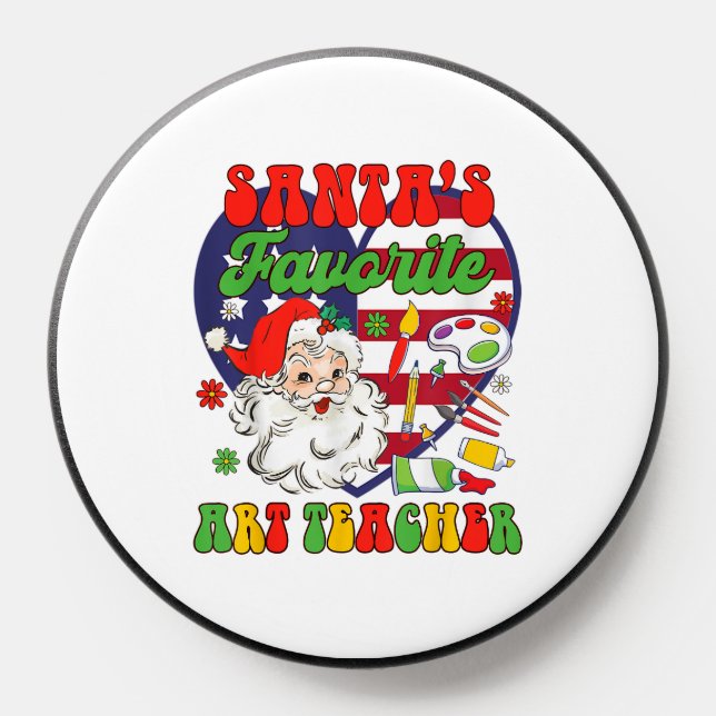Christmas Art Teacher Painting Santa's Favorite Ar PopSocket (Popsocket)
