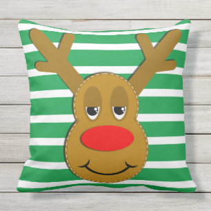 Christmas Arts N Crafts Reindeer Outdoor Pillow