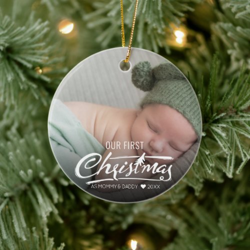Christmas as mom and dad Baby  Ceramic Ornament