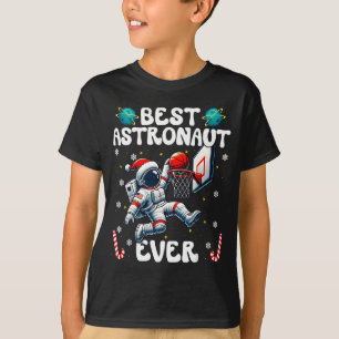 Christmas Astronaut Ever Santa Hat Snowflakes Cand T-Shirt